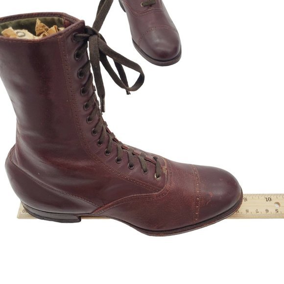 Antique SZ 5 Womens Edwardian Leather Lace Boots Sensation Roberts Johnson Rand - Picture 10 of 11